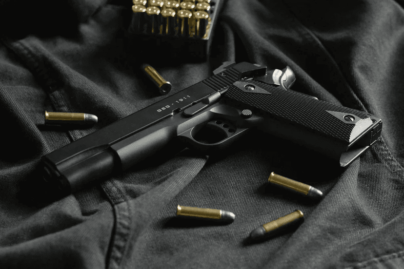 Handgun with cartridges